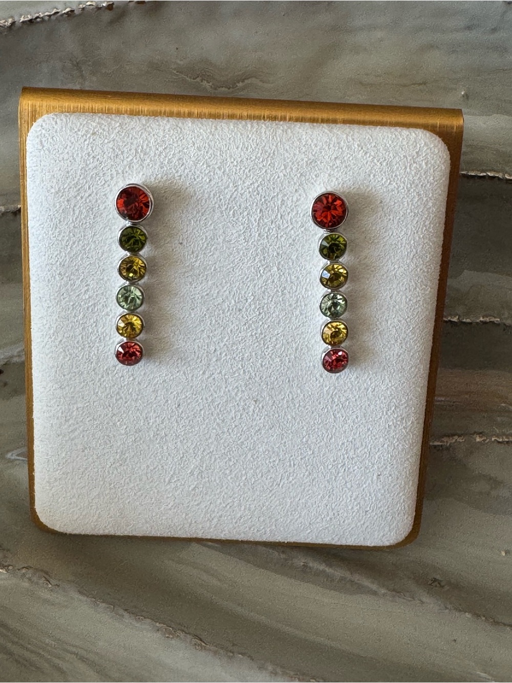 Source Unknown Multicolor Crystal Linear Drop Earrings